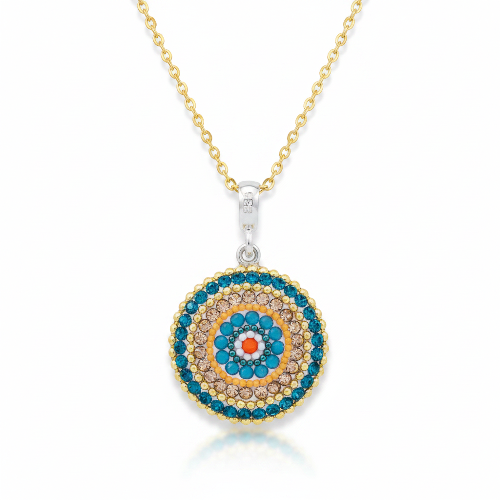 Allegra Bloom Coin Pendant - White Background