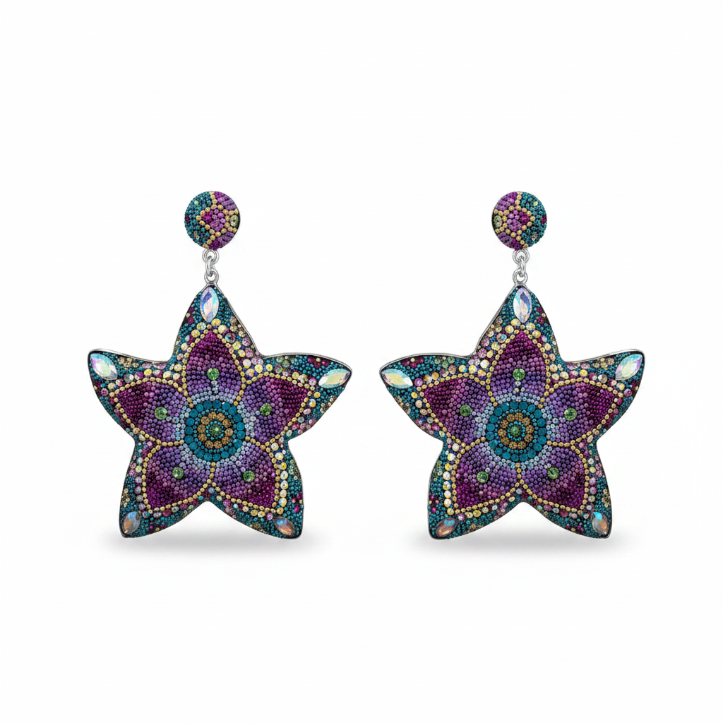 Allegra Galactic Double Flower 4.5cm Stud Earrings