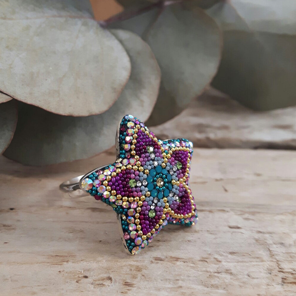 Allegra Galactic Flower 2.5cm Adjustable Ring