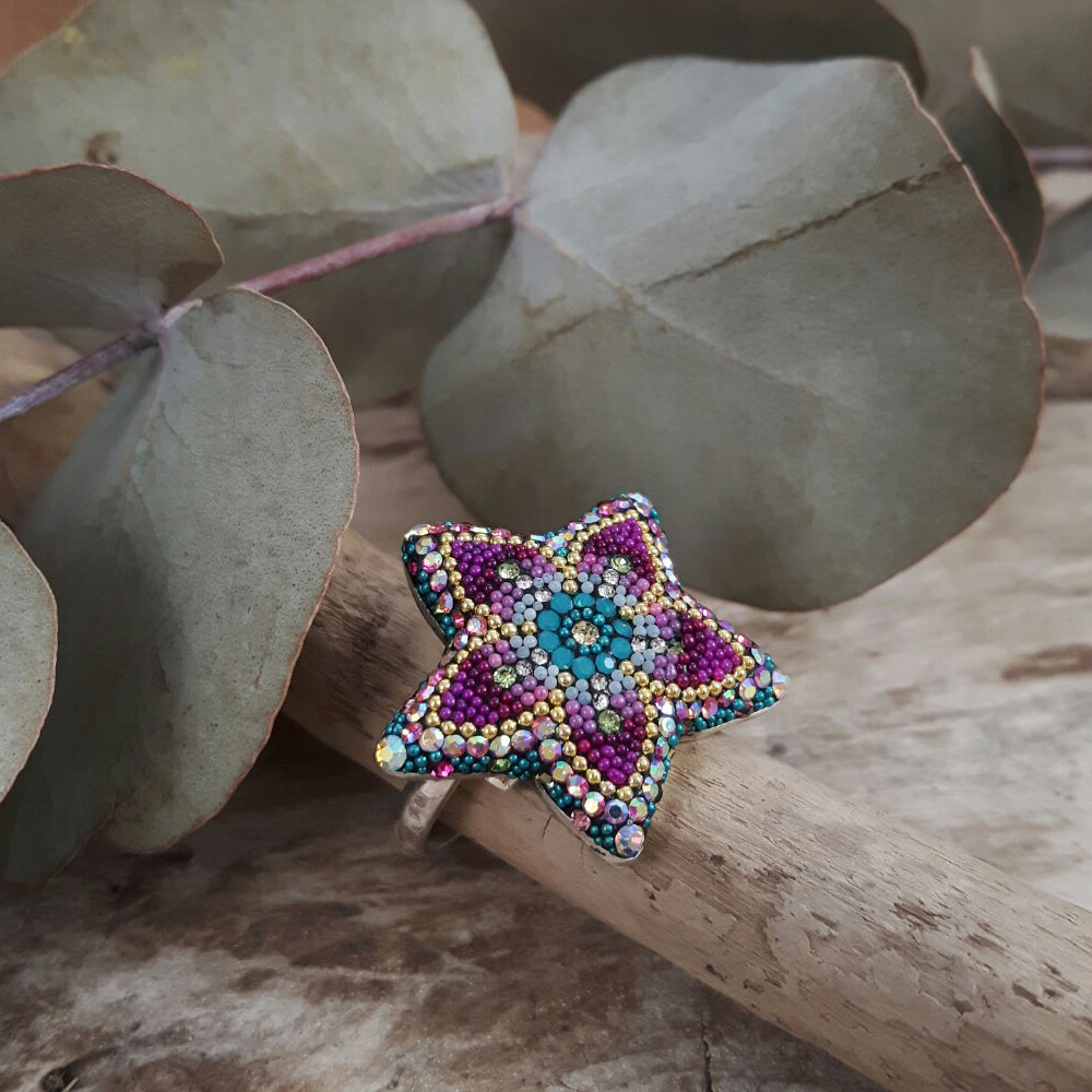 Allegra Galactic Flower 2.5cm Adjustable Ring