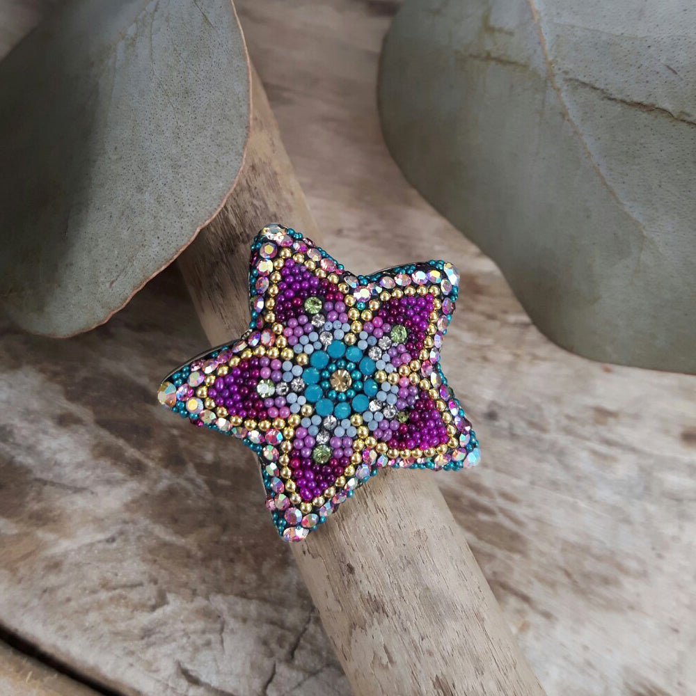 Allegra Galactic Flower 2.5cm Adjustable Ring