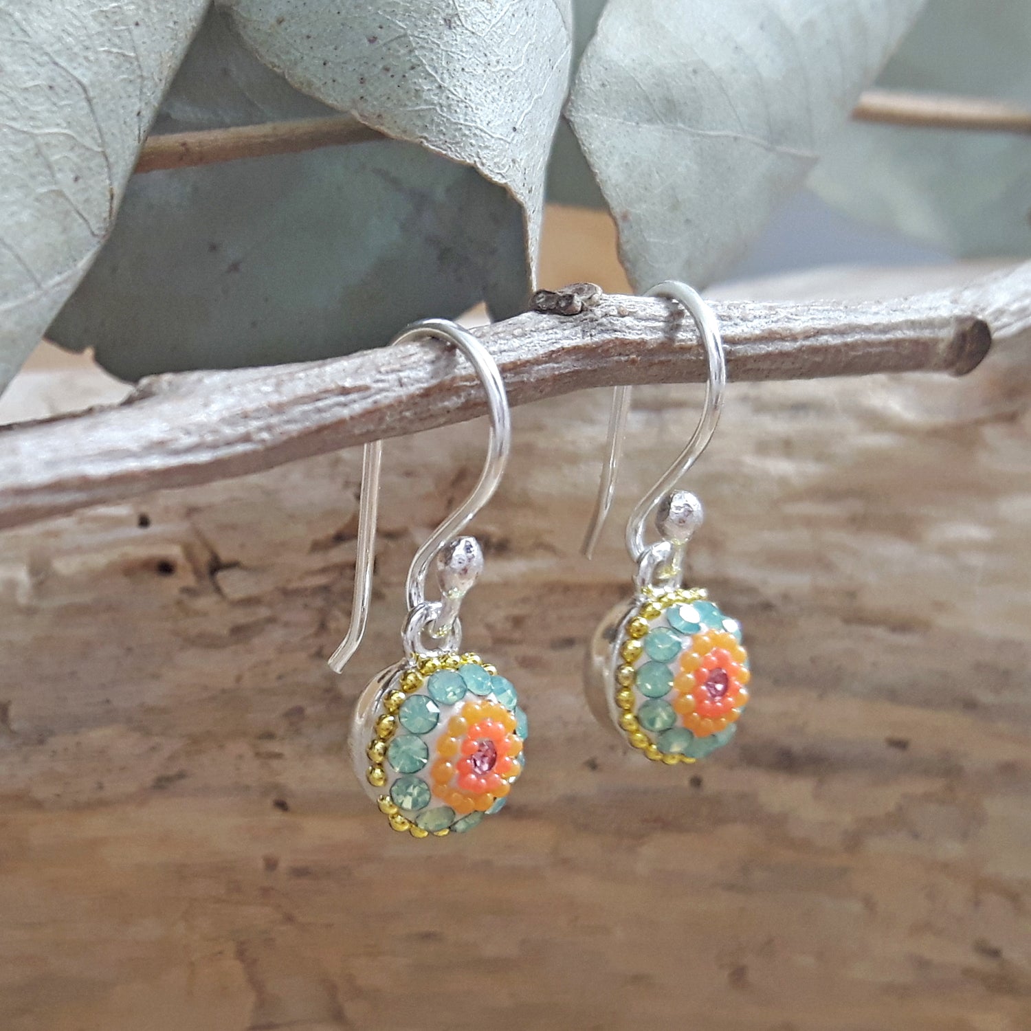Allegra Hibiscus Bloom Round Drop Earrings