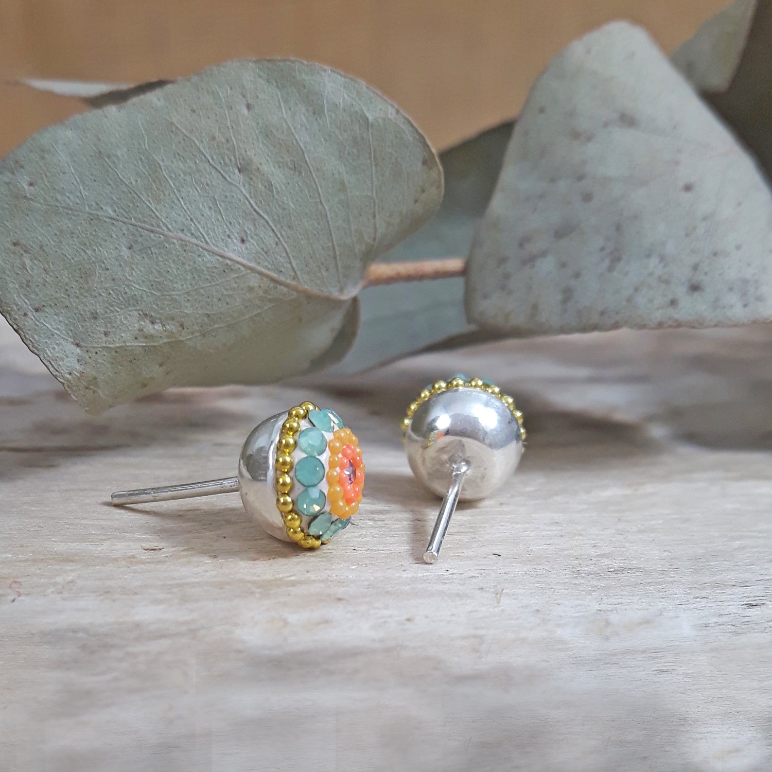 Allegra Hibiscus Bloom Round Stud Earrings