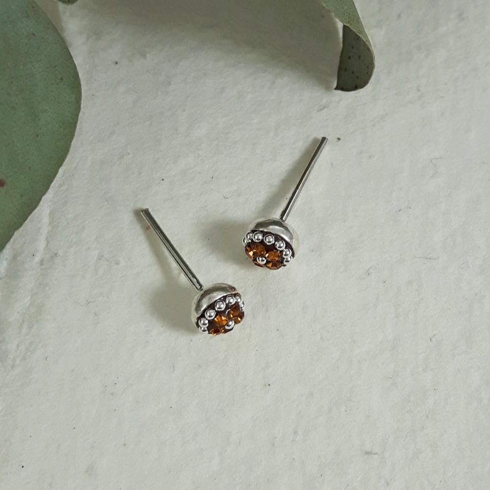 Allegra Amber Tiny Stud Earrings