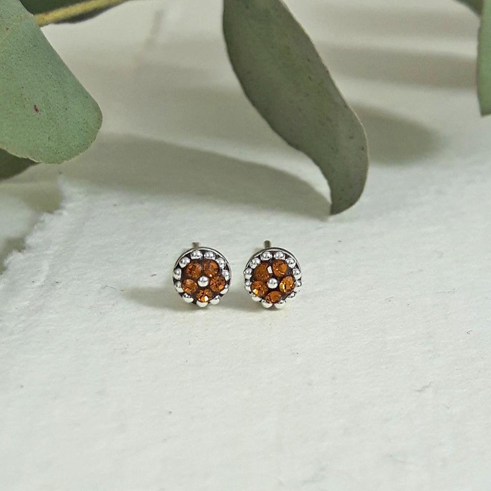 Allegra Amber Tiny Stud Earrings