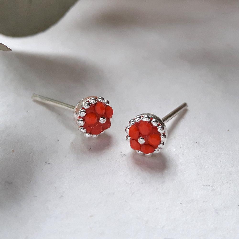 Allegra Coral Tiny Stud Earrings
