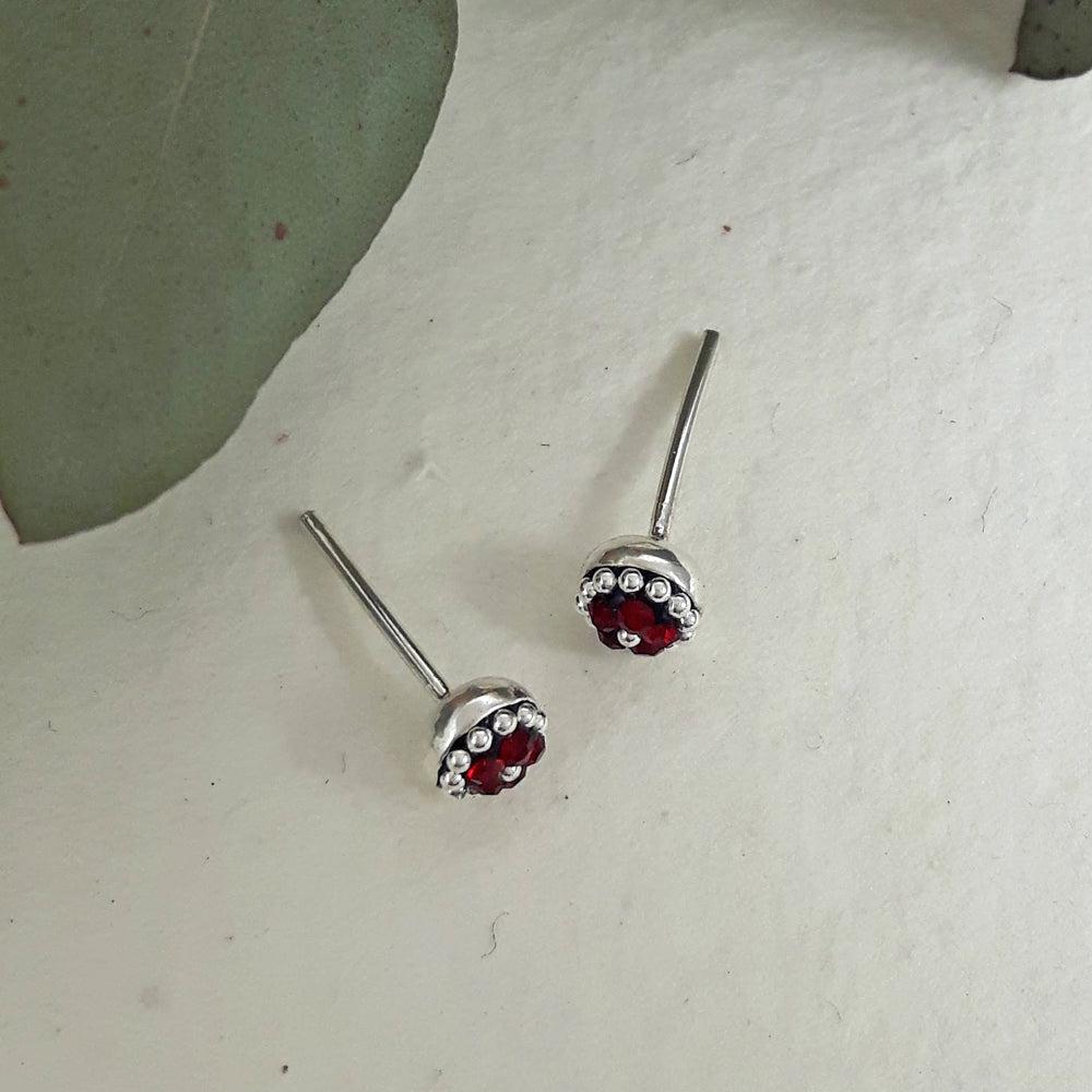 Allegra Garnet Tiny Stud Earrings