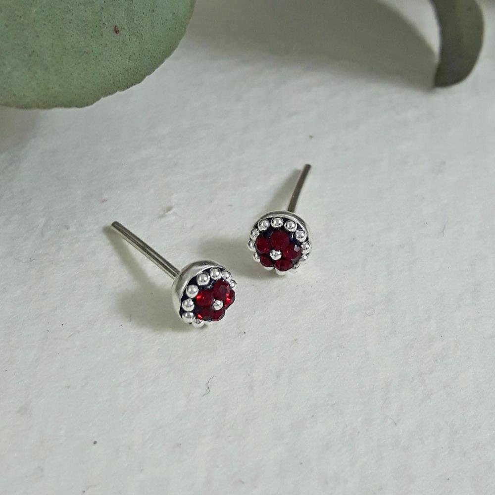 Allegra Garnet Tiny Stud Earrings