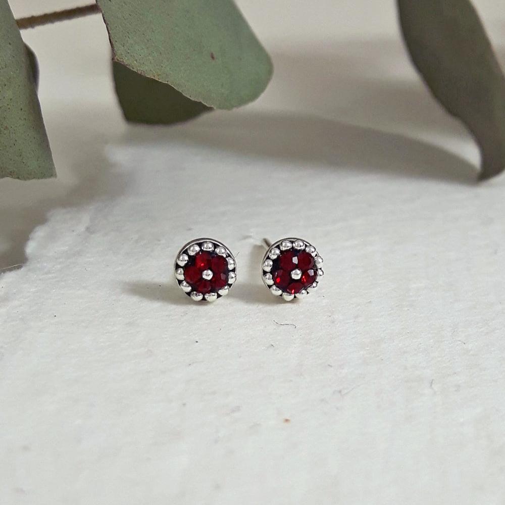 Allegra Garnet Tiny Stud Earrings