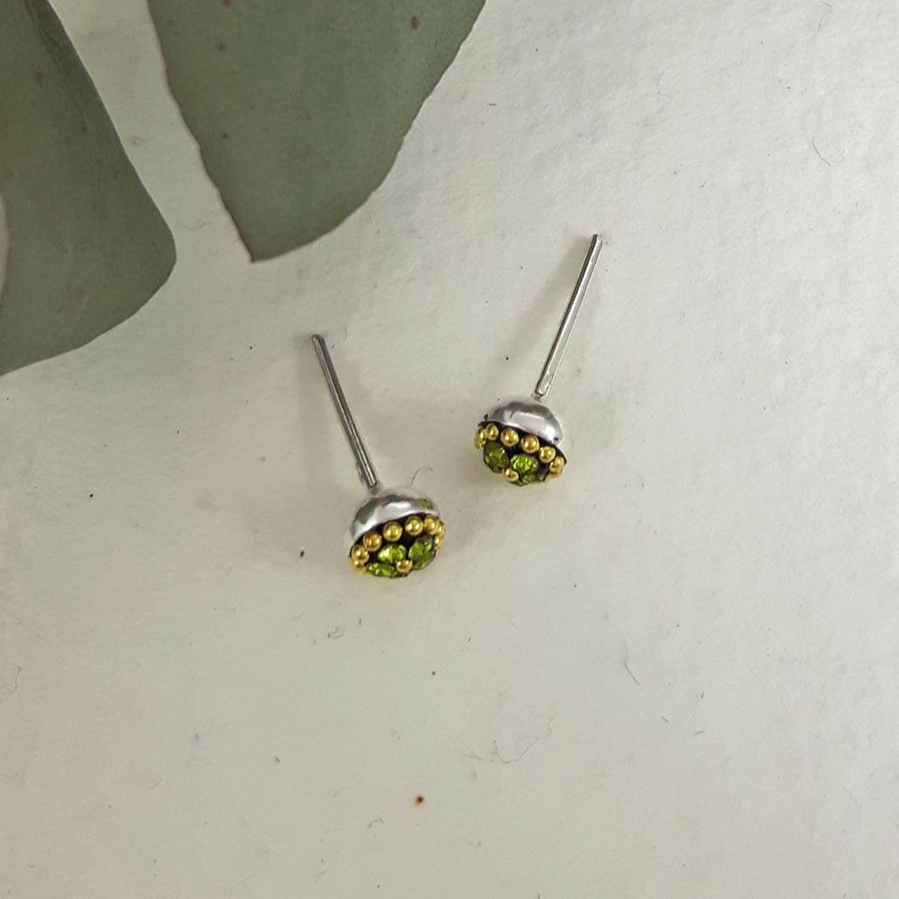 Allegra Olive Tiny Stud Earrings