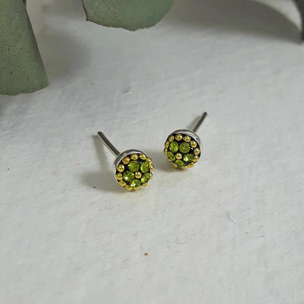 Allegra Olive Tiny Stud Earrings