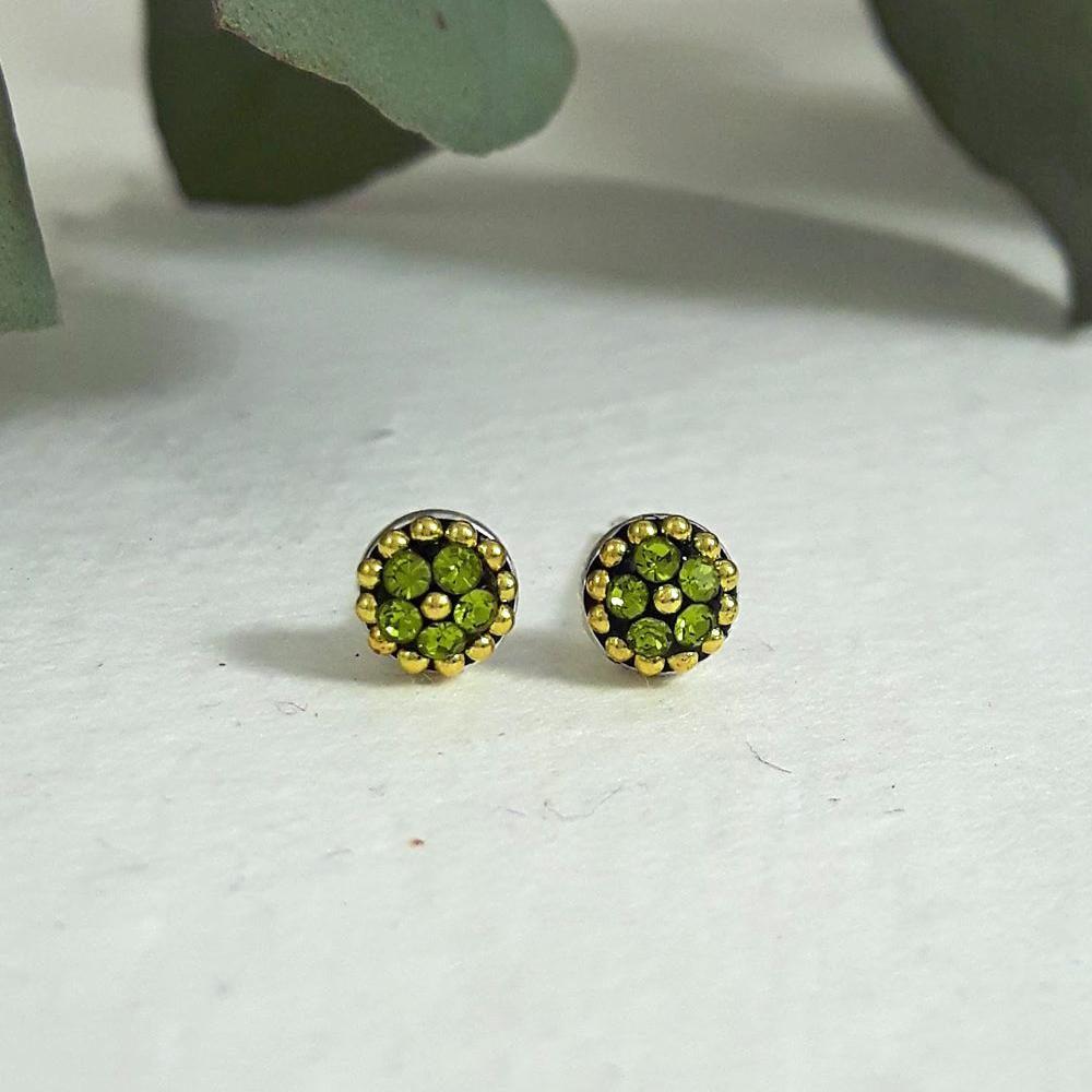 Allegra Olive Tiny Stud Earrings