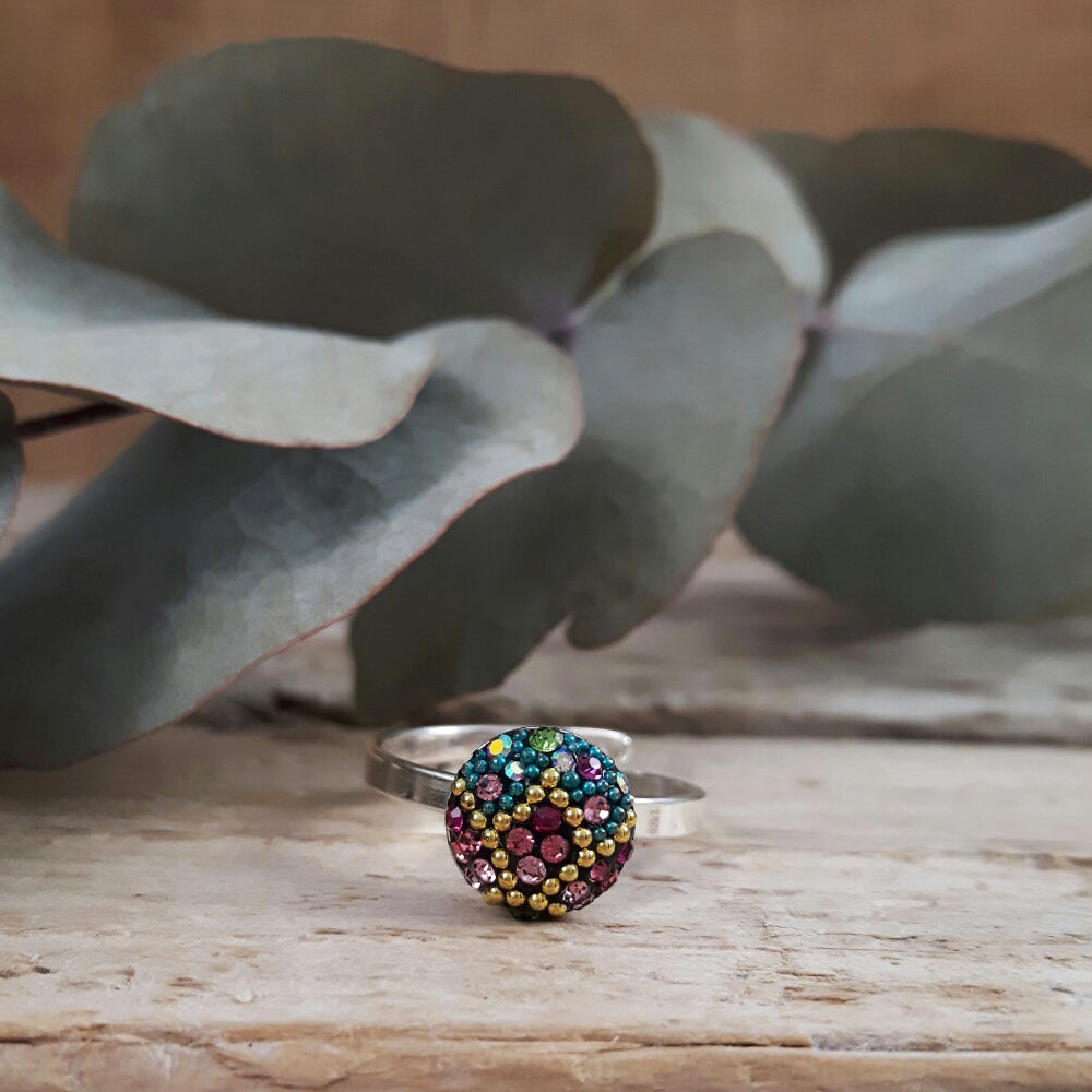 Allegra Viva Magenta Round Mini Adjustable Ring