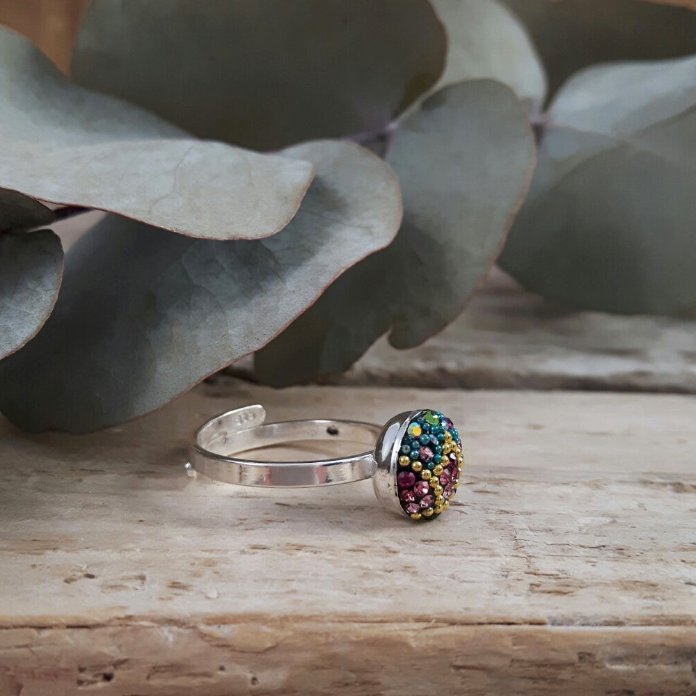 Allegra Viva Magenta Round Mini Adjustable Ring