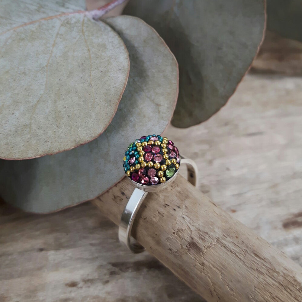 Allegra Viva Magenta Round Mini Adjustable Ring
