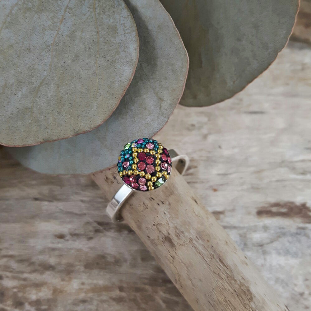 Allegra Viva Magenta Round Mini Adjustable Ring