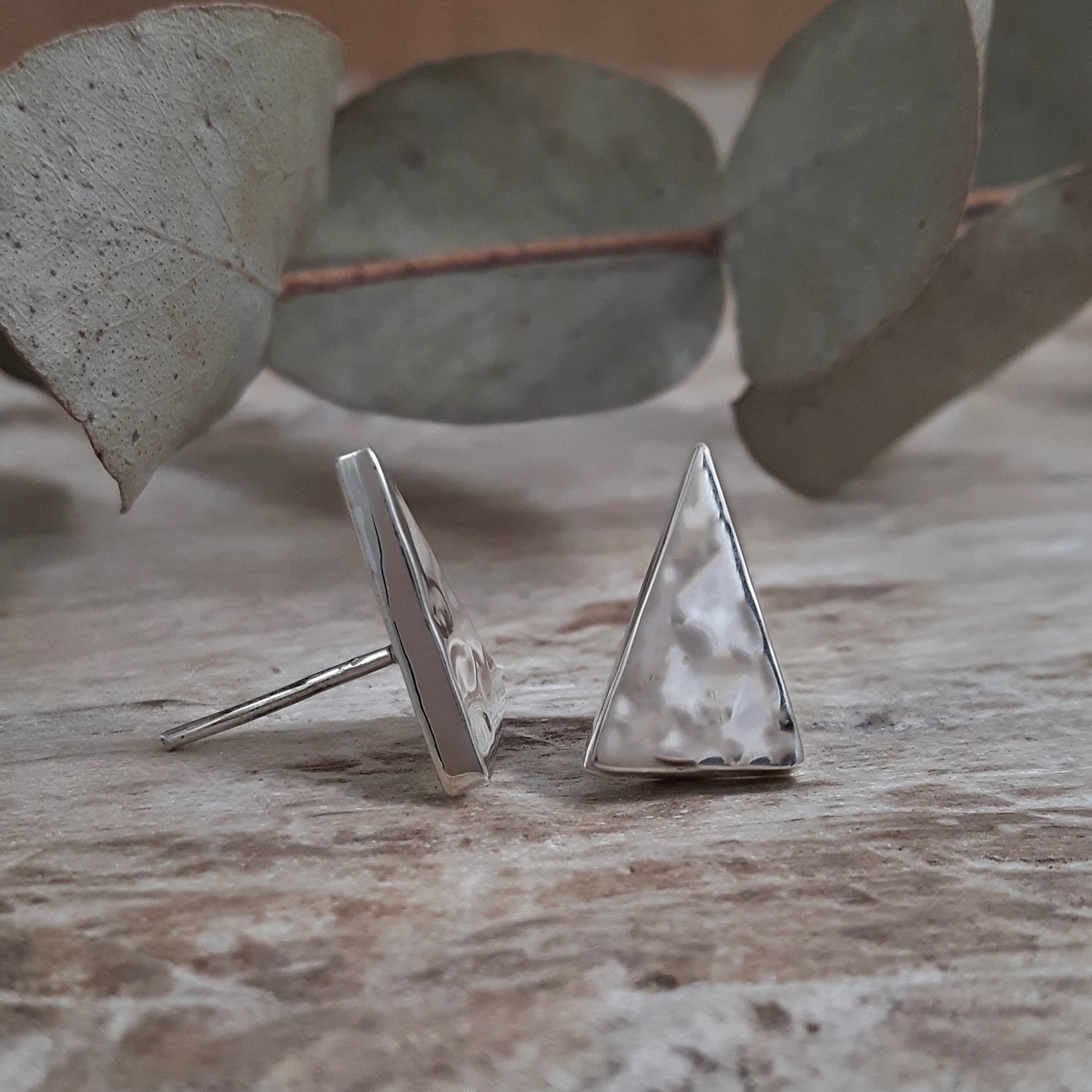 Allure Triangle Hammered Stud Earrings