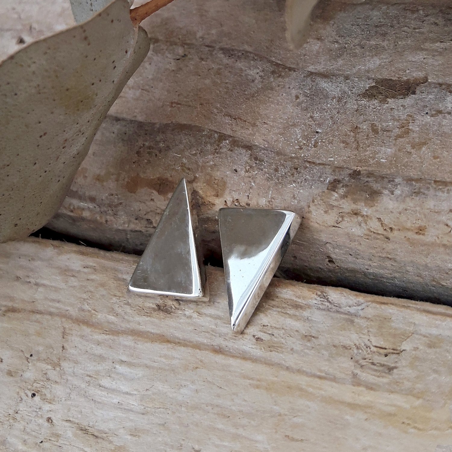 Allure Triangle Polished Stud Earrings