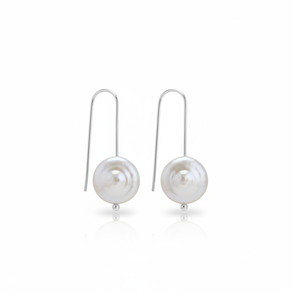 Baroque Pearl Long Drop Earrings - Flatter Rounder Pearls