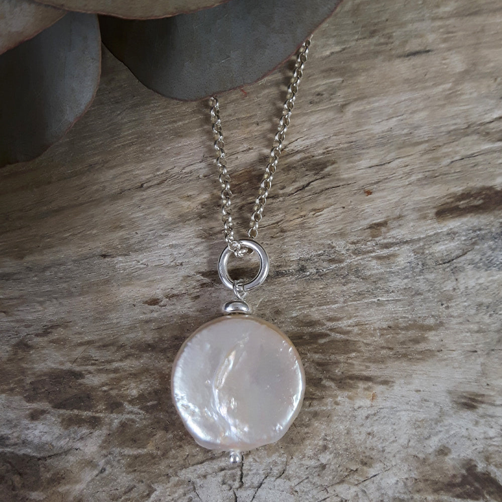 Coin Biwa Pearl Pendant
