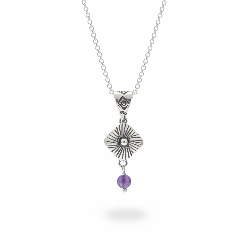 Bloom Rombo Silver & Amethyst Pendant