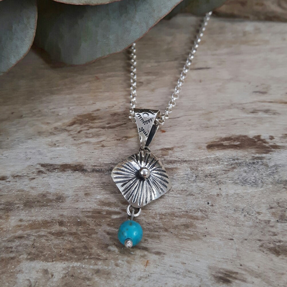 Bloom Rombo Silver & Turquoise Pendant