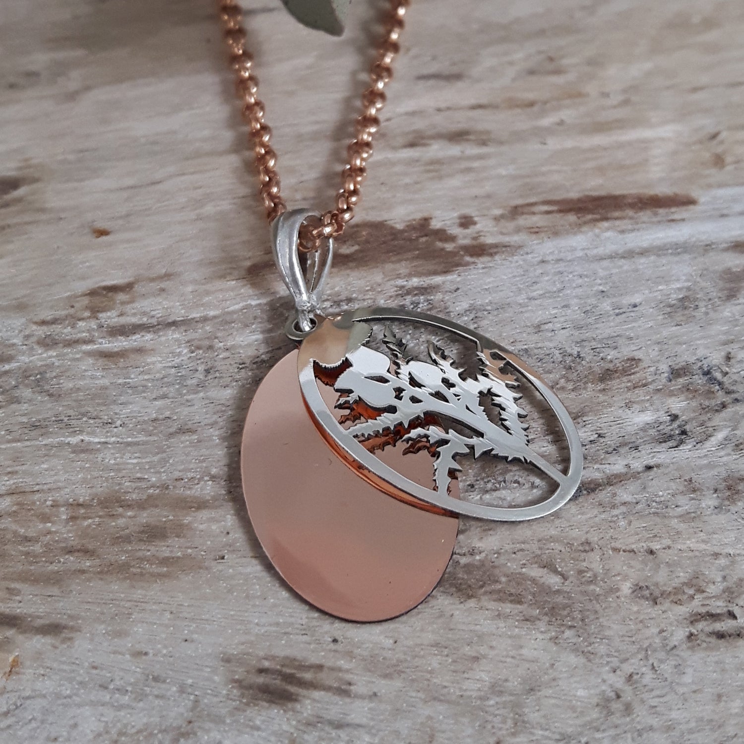 Celtic Thistle Silver/Copper Mini Pendant