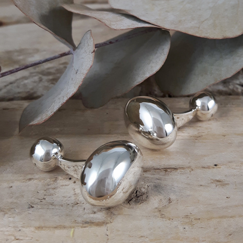 Elliptic Polished Silver Cufflinks