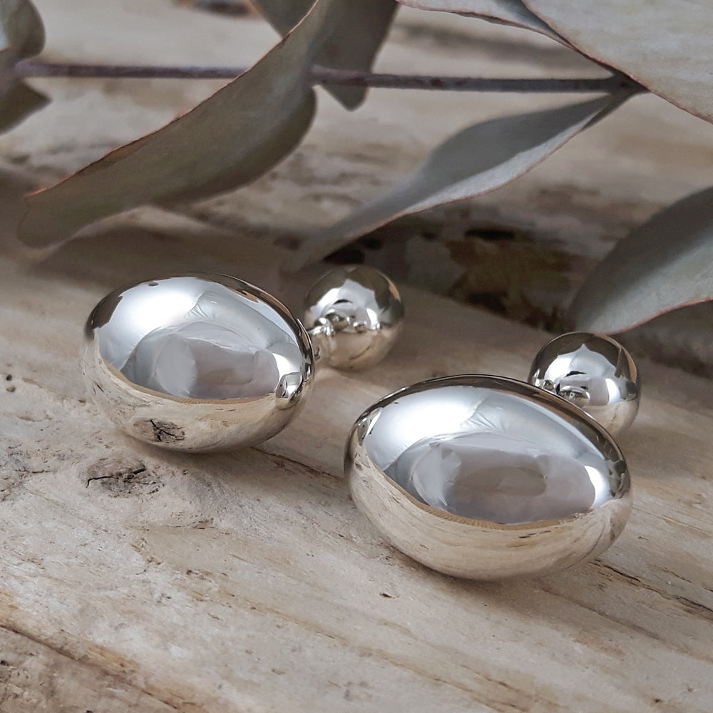 Elliptic Polished Silver Cufflinks