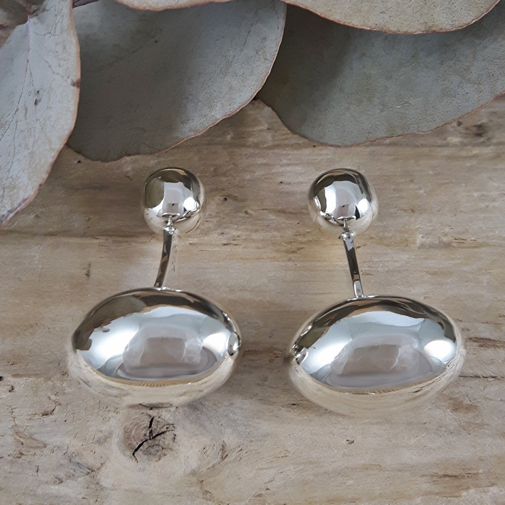 Elliptic Polished Silver Cufflinks