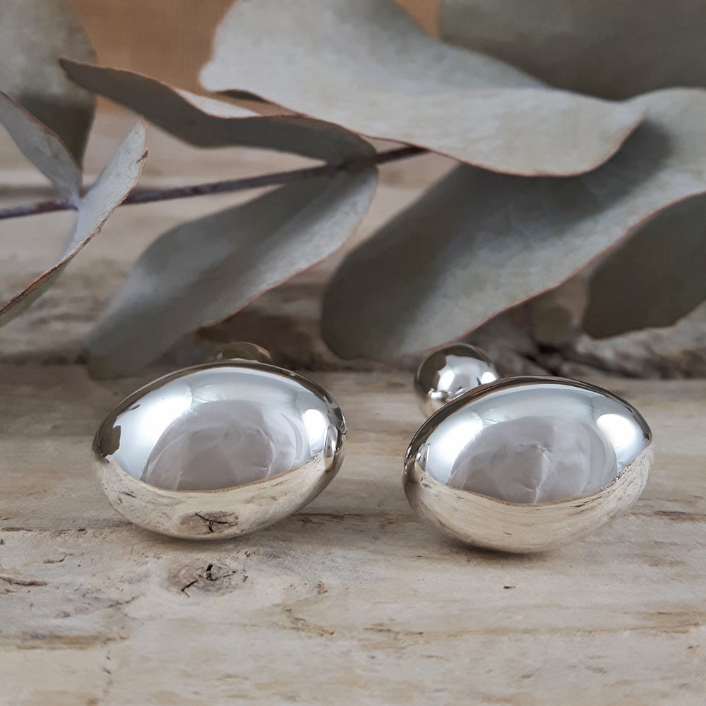Elliptic Polished Silver Cufflinks