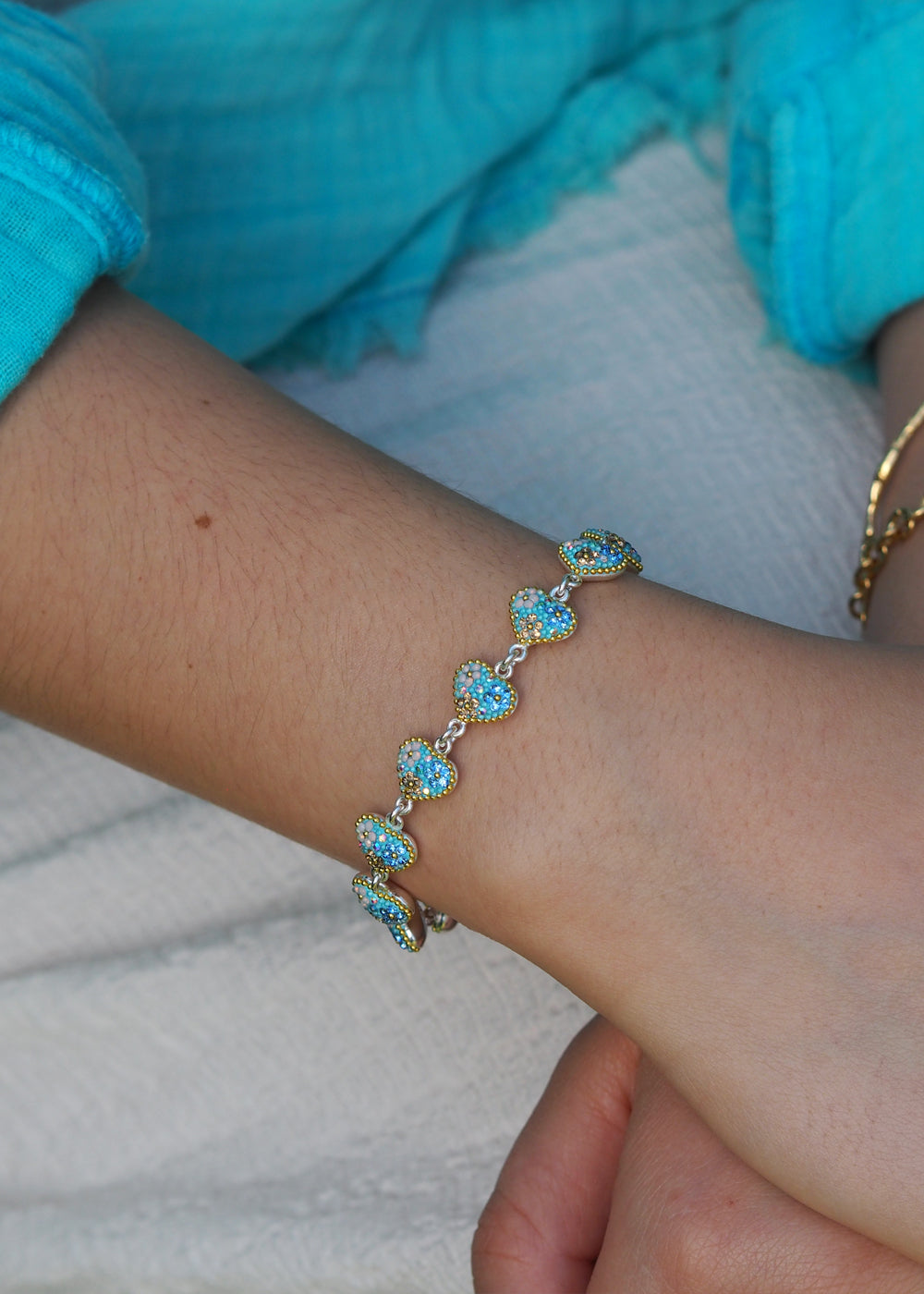 Turquoise Daisy Heart Bracelet | Allegra Daisy Dream
