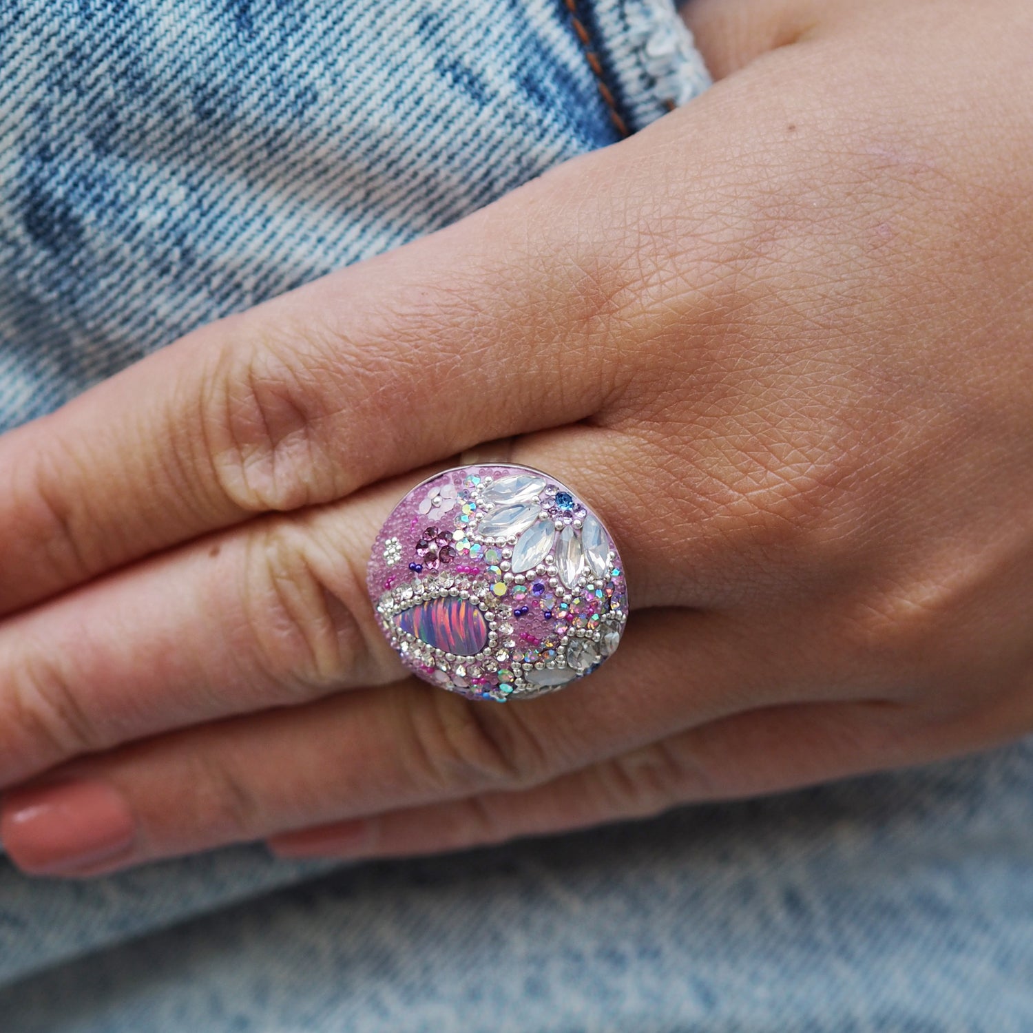 Allegra Dome Lilac Dream Adjustable Ring