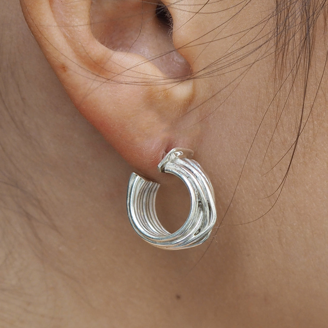 Lattice Hoop Earrings Handcrafted in Sterling Silver