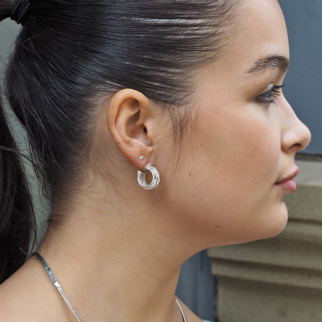 Lattice Sterling Silver Hoop Earrings