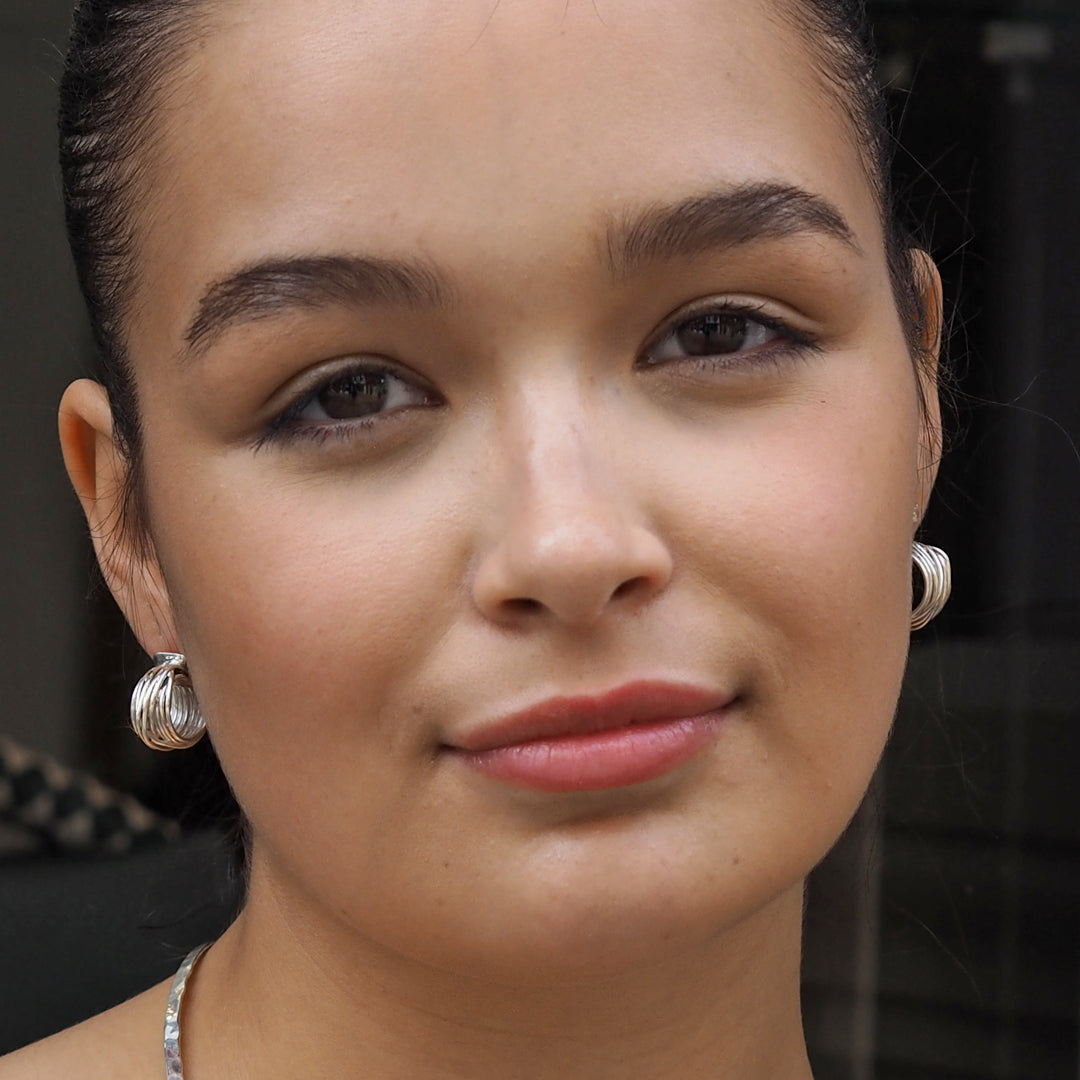 Lattice Sterling Silver Hoop Earrings
