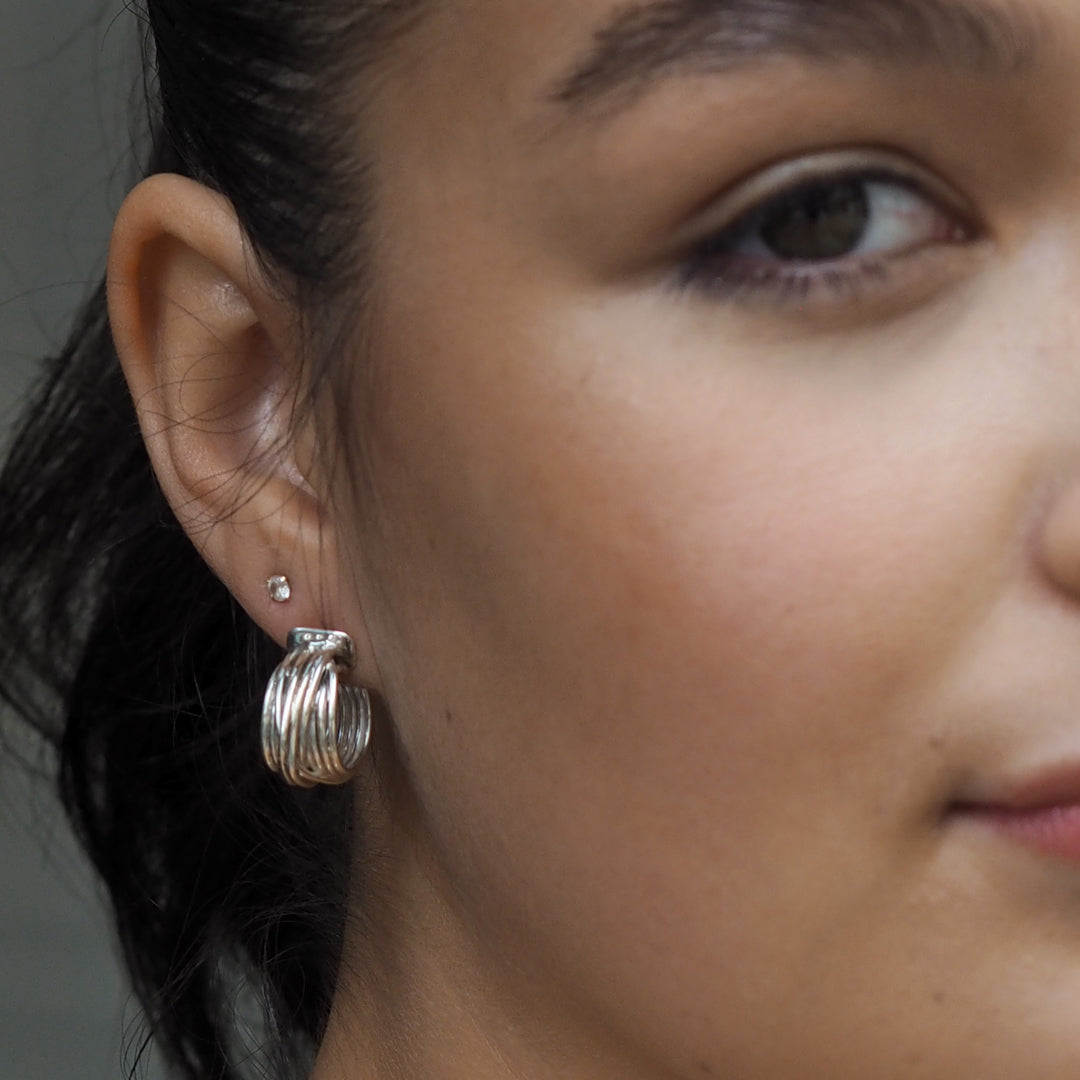 Lattice Sterling Silver Hoop Earrings
