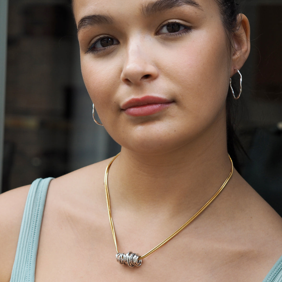 Lattice Hoop Single Strand Earrings Handcrafted in Sterling Silver