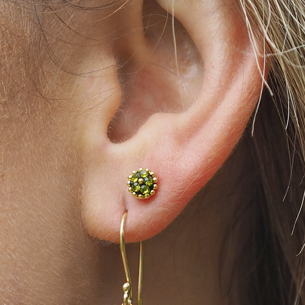 Allegra Olive Tiny Stud Earrings