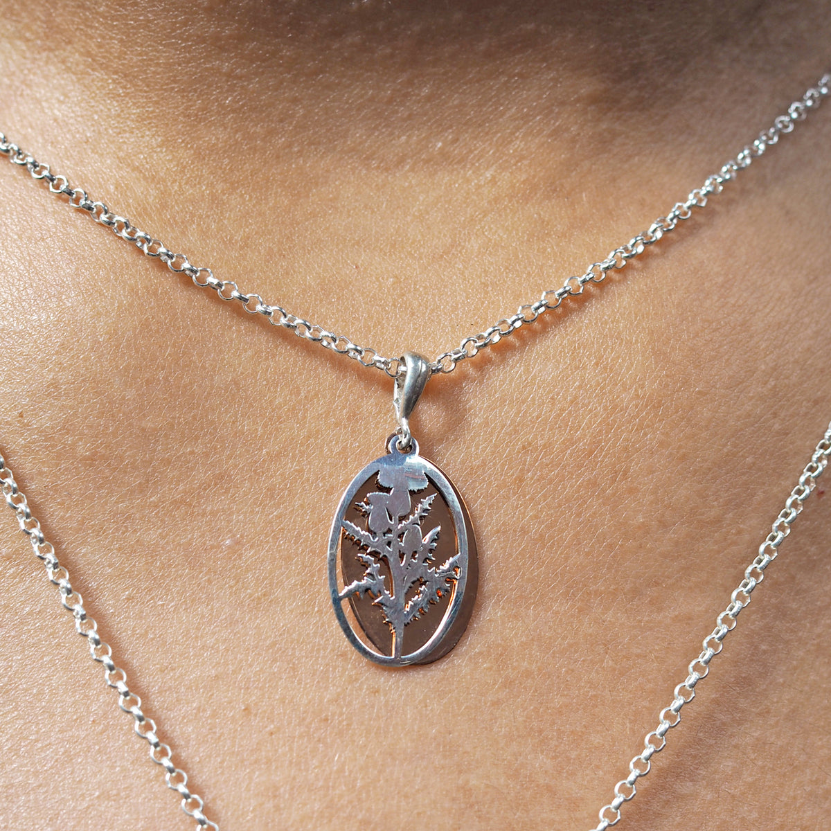 Celtic Thistle Silver & Copper Mini Pendant