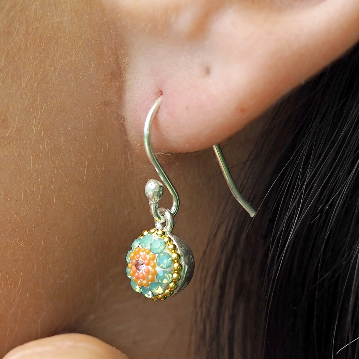 Allegra Hibiscus Bloom Round Drop Earrings