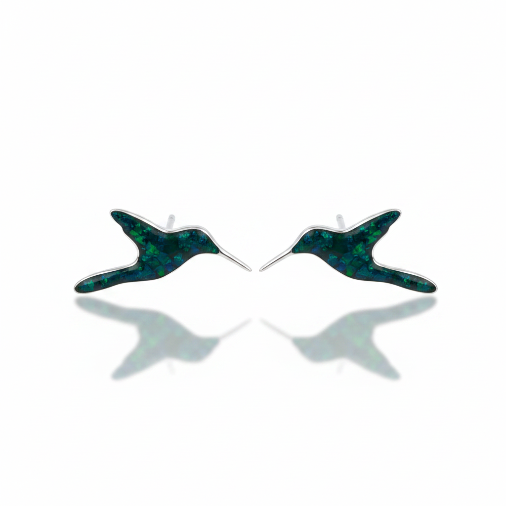 Flinder Hummingbird Emerald Stud Earrings