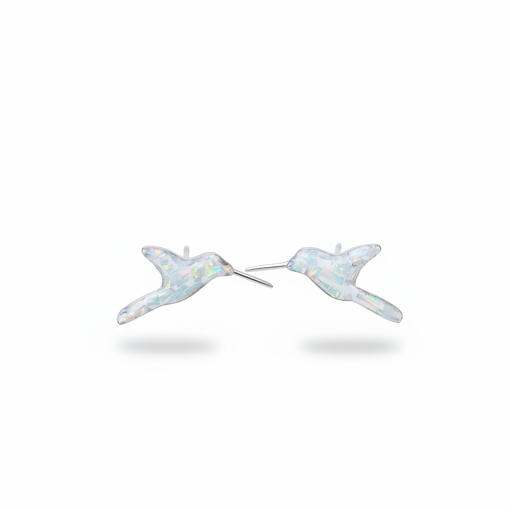 Flinder Hummingbird White Stud Earrings