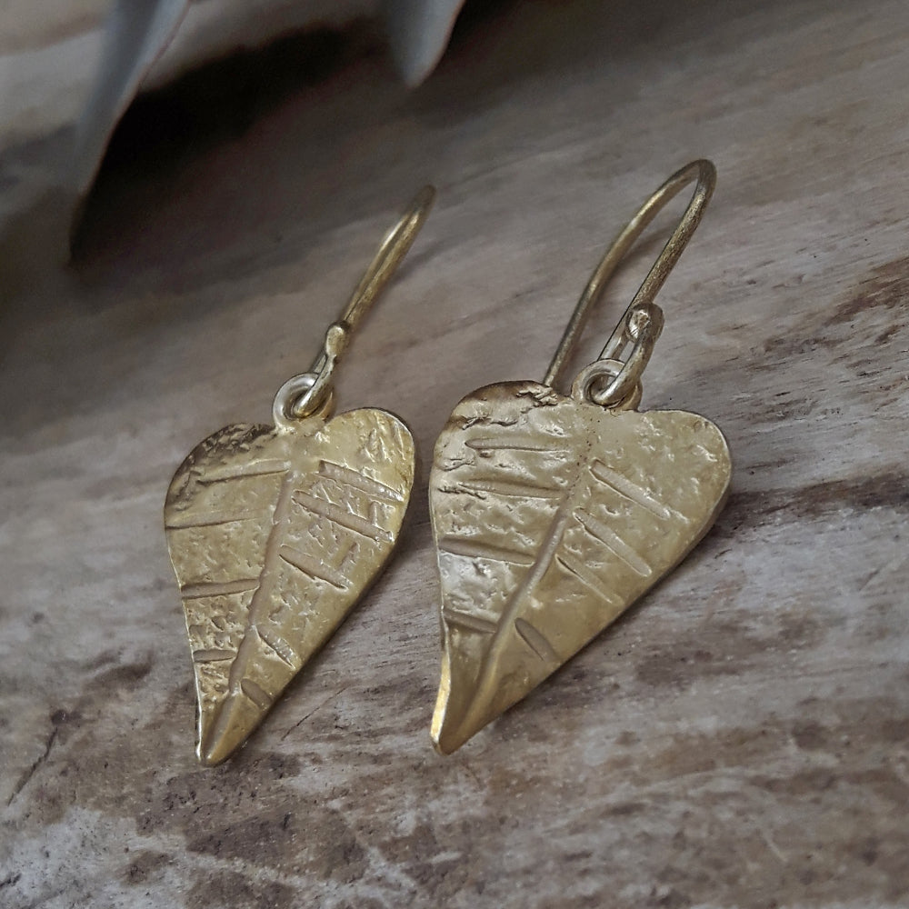 Foresta Gold Heart Leaf Drop Earrings