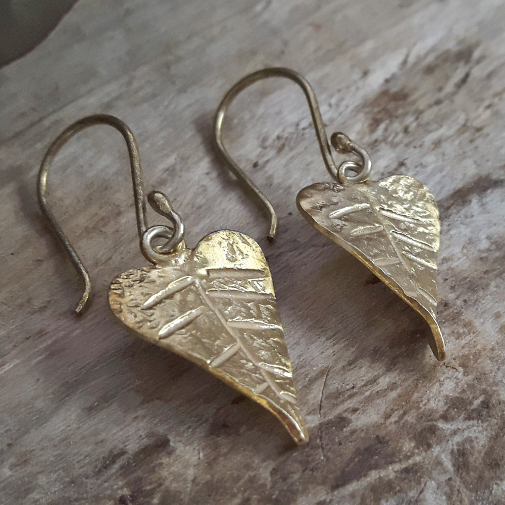 Foresta Gold Heart Leaf Drop Earrings