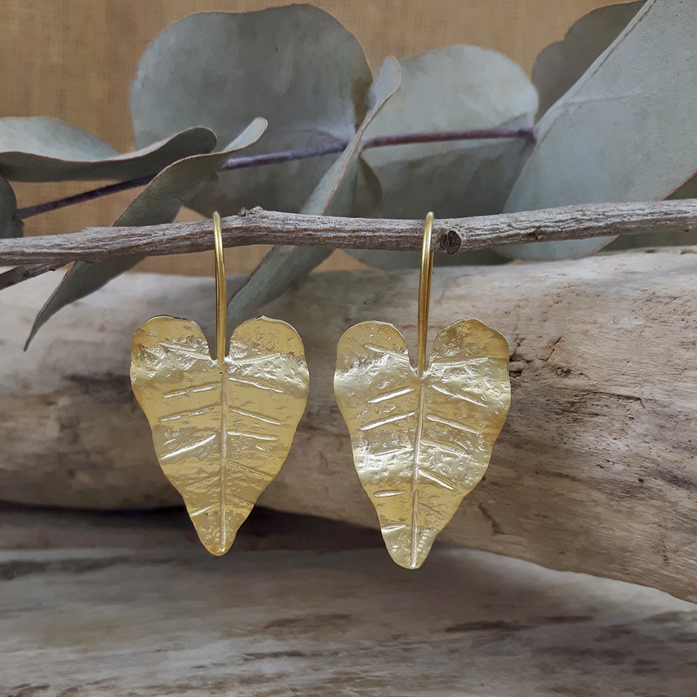 Foresta Gold Taro Leaf Drop Earrings
