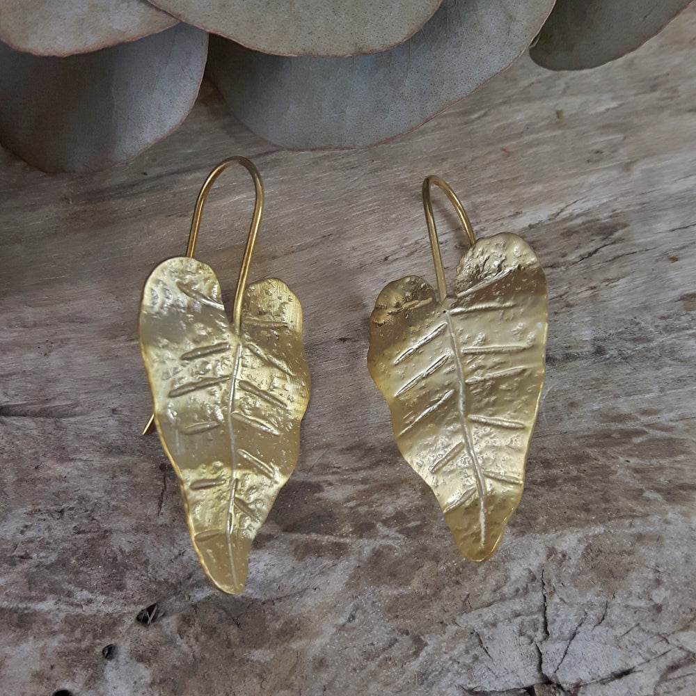 Foresta Gold Taro Leaf Drop Earrings