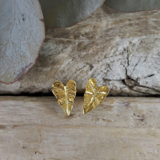 Foresta Mini Taro Leaf Gold Stud Earrings