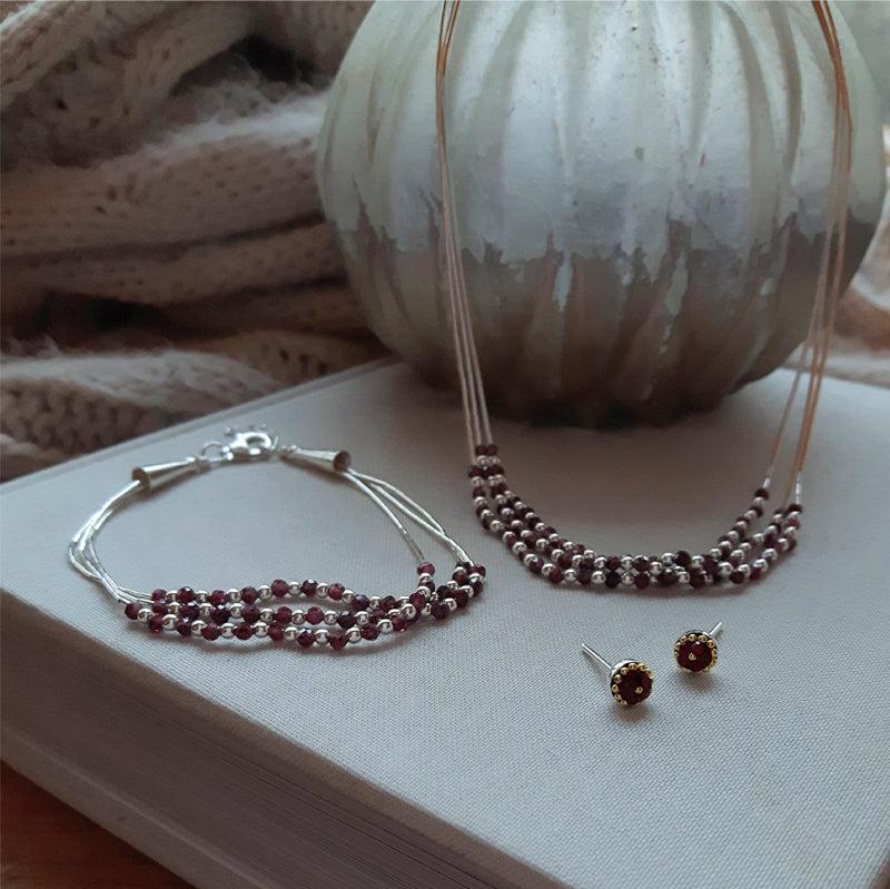 Allegra Garnet Tiny Stud Earrings