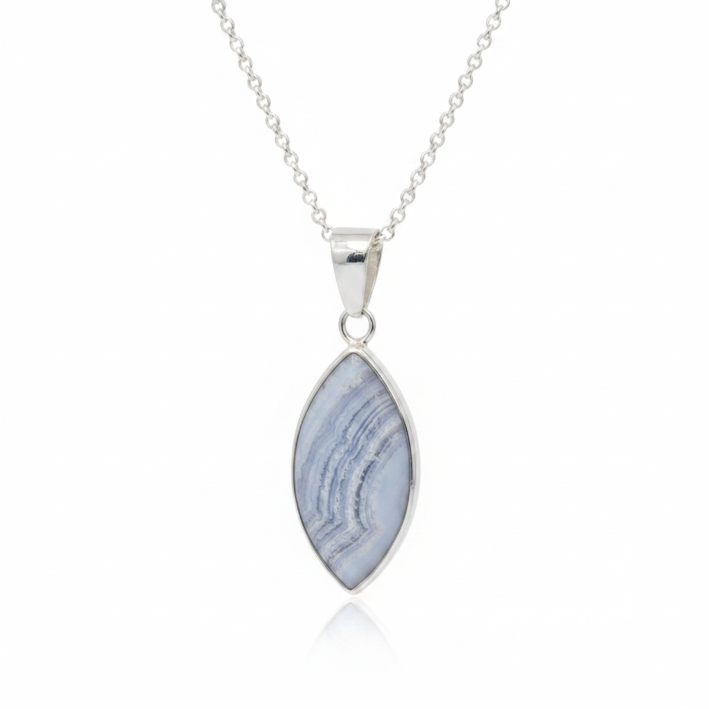 Handmade Celestial Blue Lace Agate Pendant UK